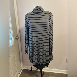 Anthropologie grey/navy stripped dress